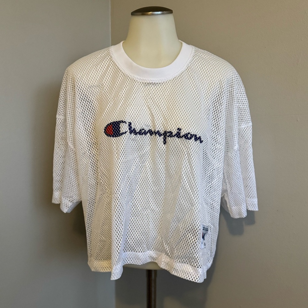 Champion White Mesh Cropped T-Shirt